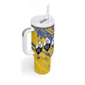 Eswatini Football Custom Tumbler With Handle Sihlangu Semnikati Yellow - African Pride