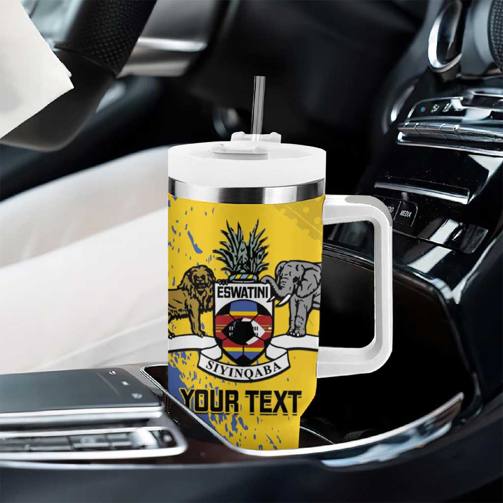Eswatini Football Custom Tumbler With Handle Sihlangu Semnikati Yellow - African Pride