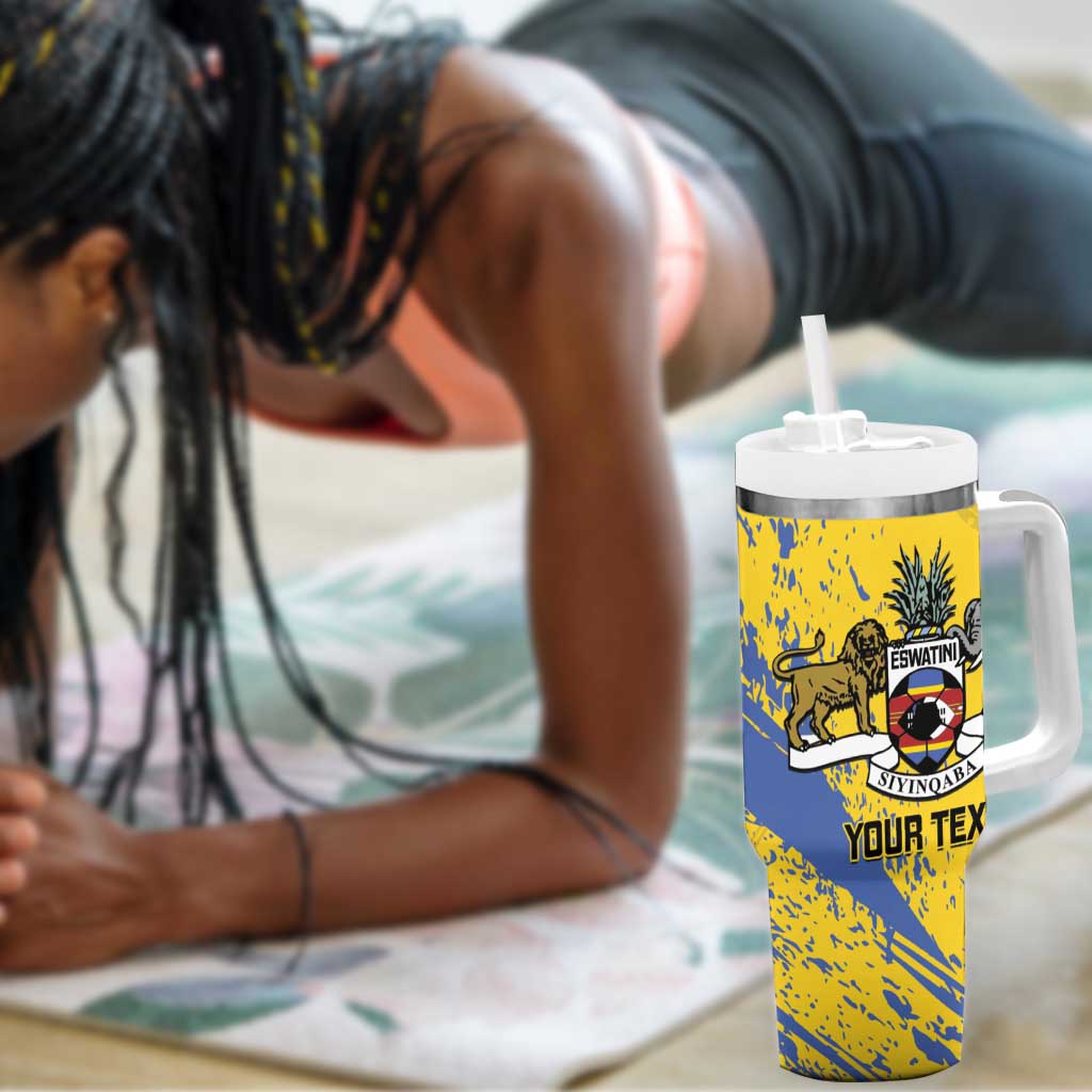Eswatini Football Custom Tumbler With Handle Sihlangu Semnikati Yellow - African Pride