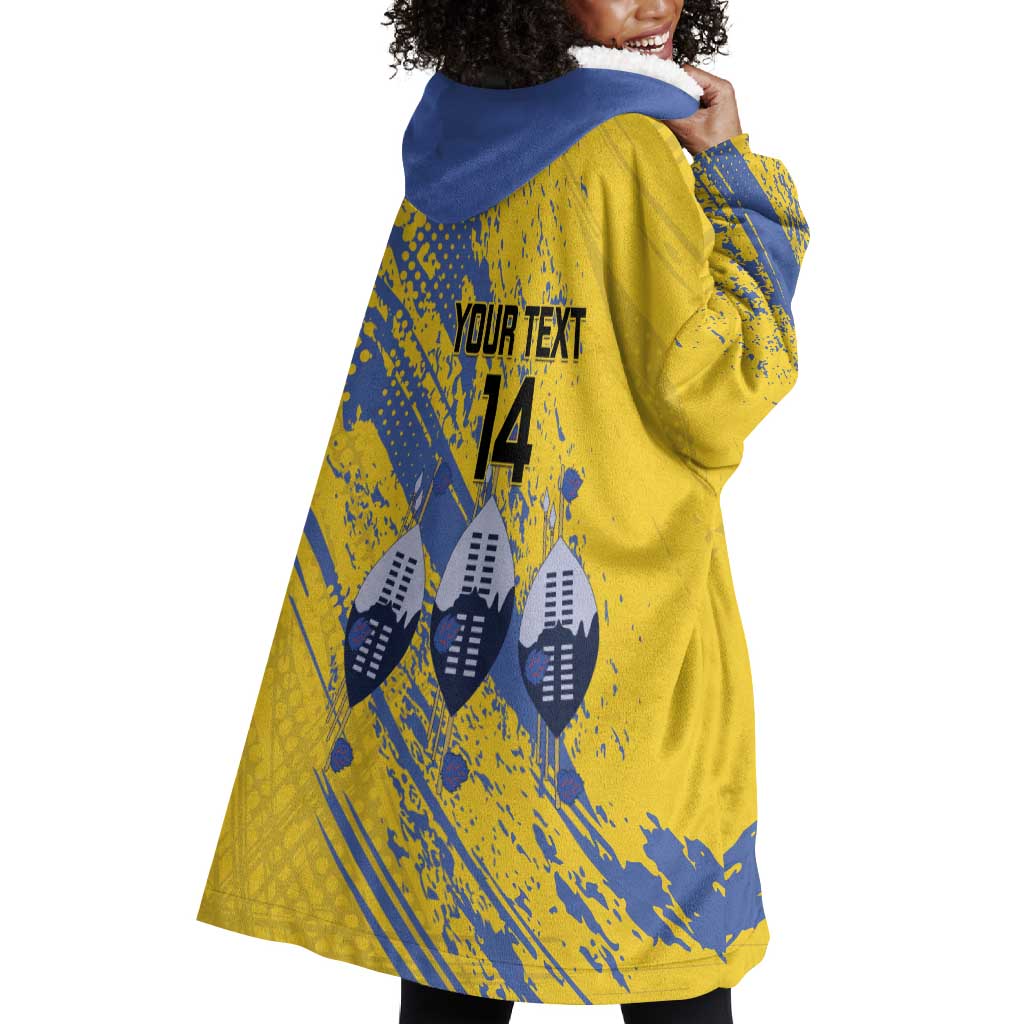 Eswatini Football Custom Wearable Blanket Hoodie Sihlangu Semnikati Yellow - African Pride