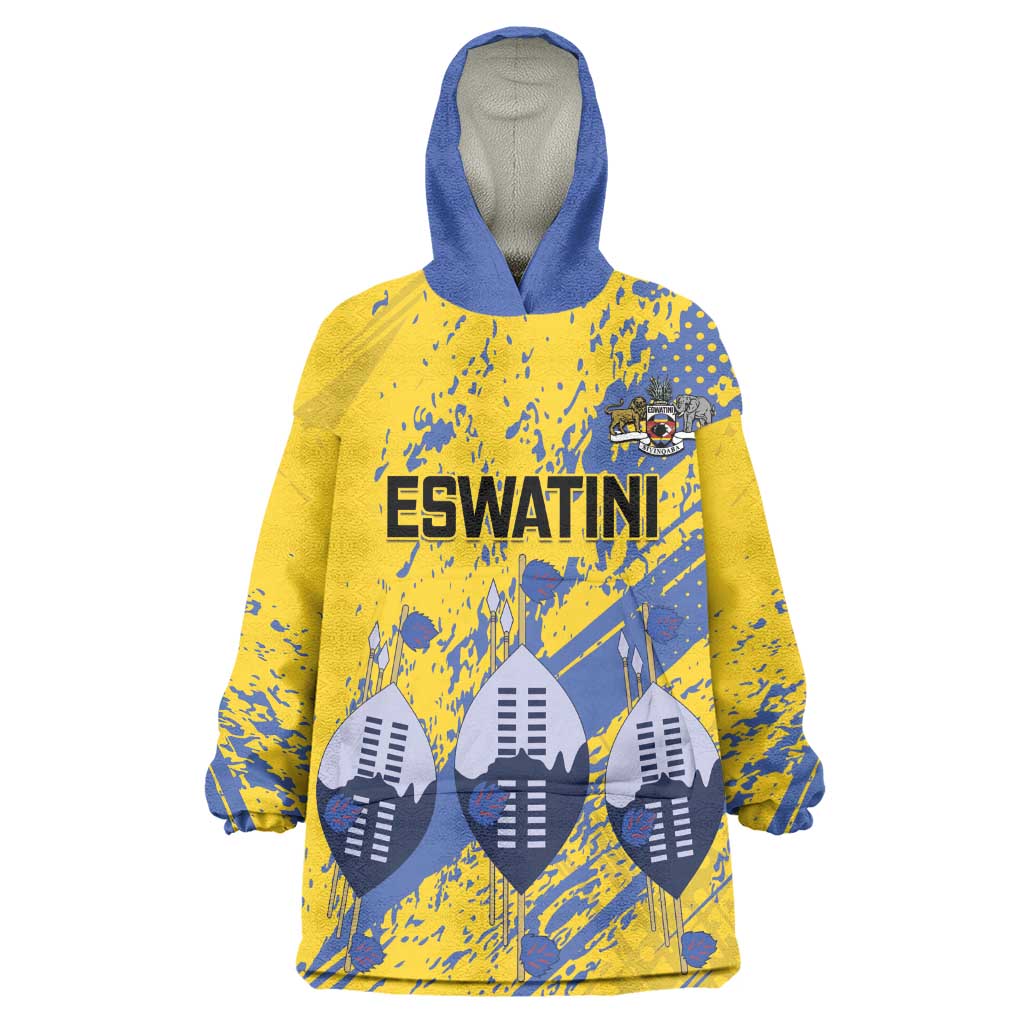 Eswatini Football Custom Wearable Blanket Hoodie Sihlangu Semnikati Yellow - African Pride