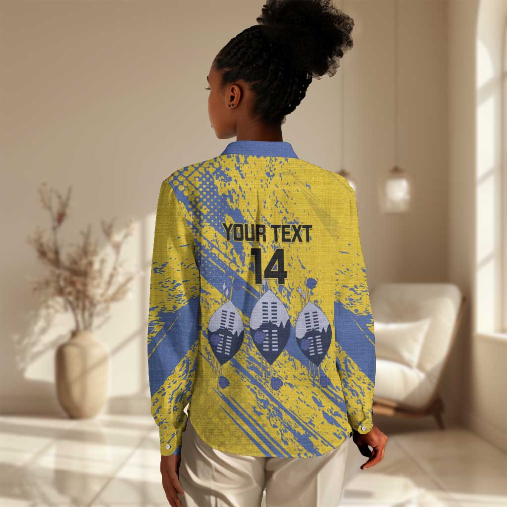 Eswatini Football Custom Women Casual Shirt Sihlangu Semnikati Yellow - African Pride
