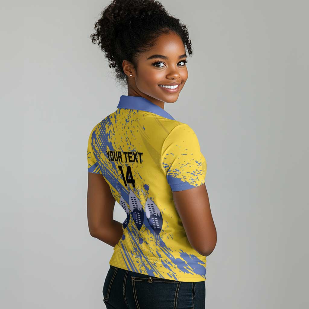 Eswatini Football Custom Women Polo Shirt Sihlangu Semnikati Yellow - African Pride