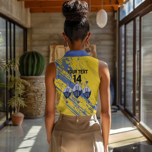 Eswatini Football Custom Women Sleeveless Polo Shirt Sihlangu Semnikati Yellow - African Pride