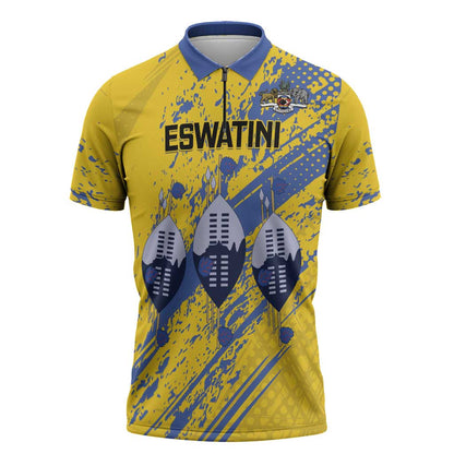 Eswatini Football Custom Zipper Polo Shirt Sihlangu Semnikati Yellow