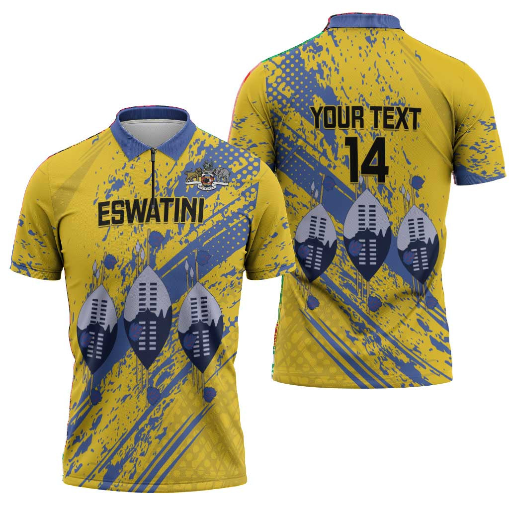Eswatini Football Custom Zipper Polo Shirt Sihlangu Semnikati Yellow