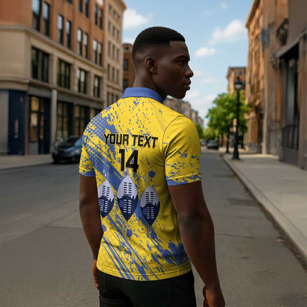 Eswatini Football Custom Zipper Polo Shirt Sihlangu Semnikati Yellow