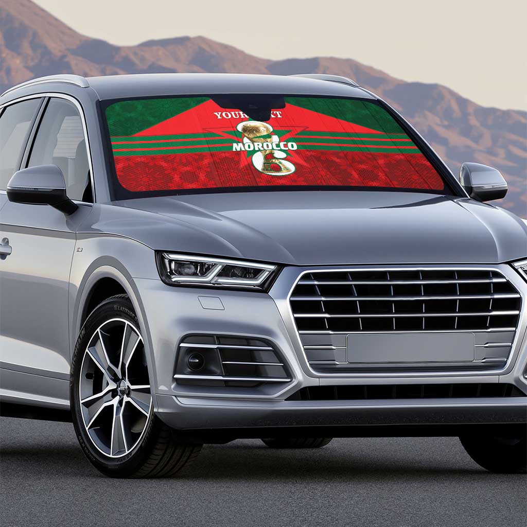 Personalized Morocco Football Auto Sun Shade 2026 Come On Atlas Lions - African Pride