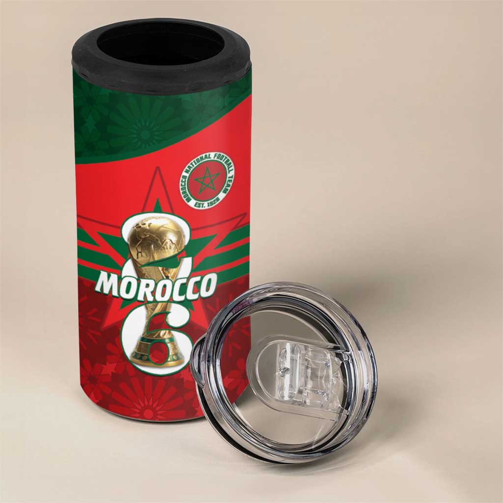 Personalized Morocco Football 4 in 1 Can Cooler Tumbler 2026 Come On Atlas Lions - African Pride