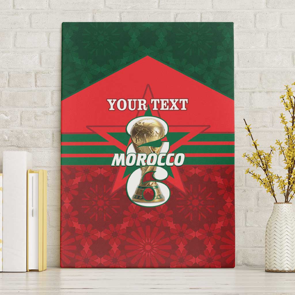 Personalized Morocco Football Canvas Wall Art 2026 Come On Atlas Lions - African Pride