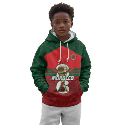 Personalized Morocco Football Kid Hoodie 2026 Come On Atlas Lions - African Pride