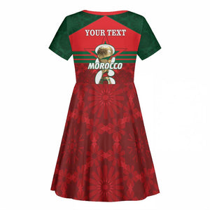 Personalized Morocco Football Kid Short Sleeve Dress 2026 Come On Atlas Lions - African Pride