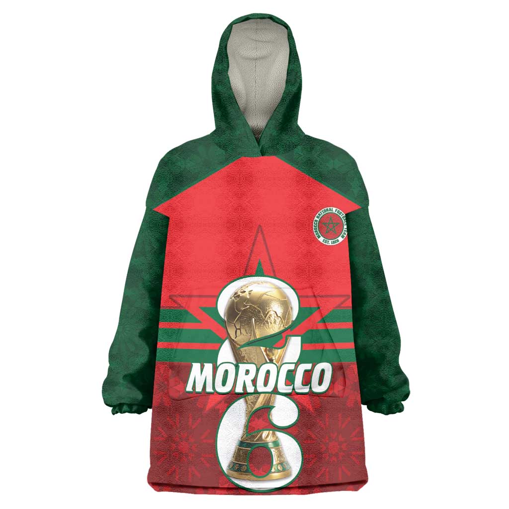 Personalized Morocco Football Kid Wearable Blanket Hoodie 2026 Come On Atlas Lions - African Pride