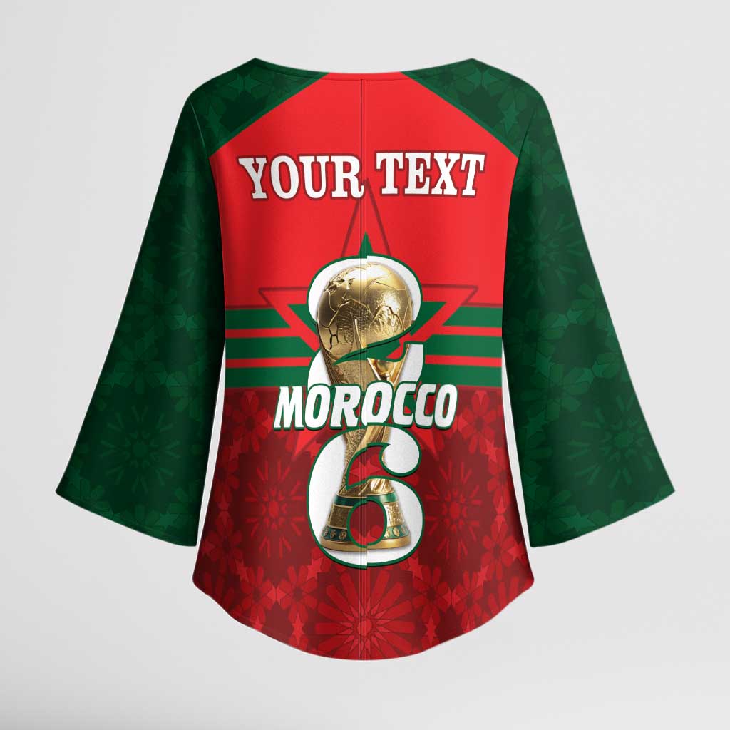 Personalized Morocco Football Kimono Sleeve Blouse 2026 Come On Atlas Lions - African Pride