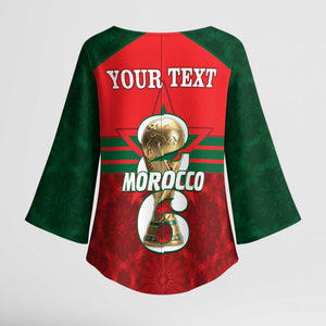 Personalized Morocco Football Kimono Sleeve Blouse 2026 Come On Atlas Lions - African Pride