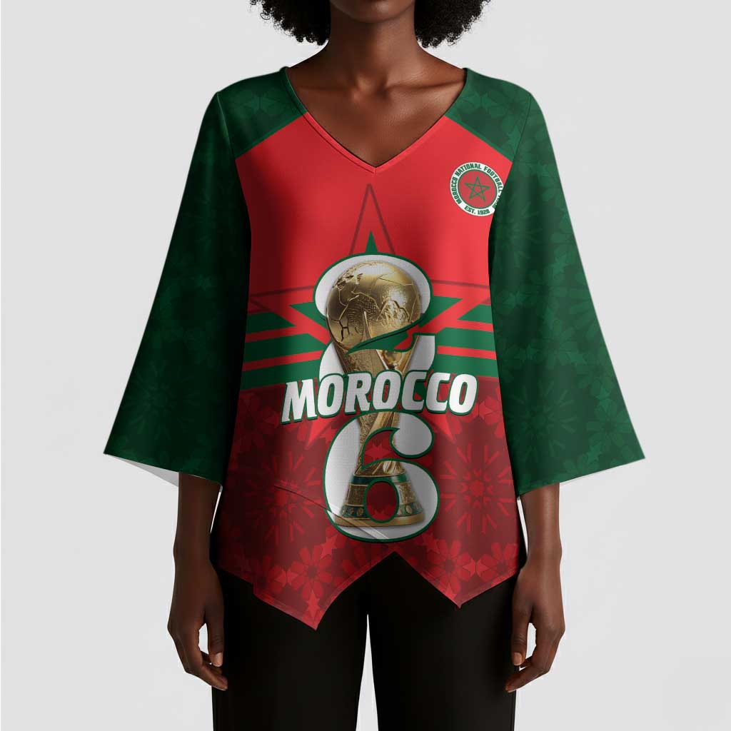 Personalized Morocco Football Kimono Sleeve Blouse 2026 Come On Atlas Lions - African Pride