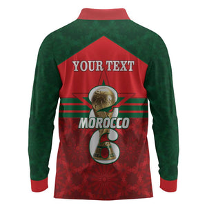 Personalized Morocco Football Long Sleeve Polo Shirt 2026 Come On Atlas Lions - African Pride