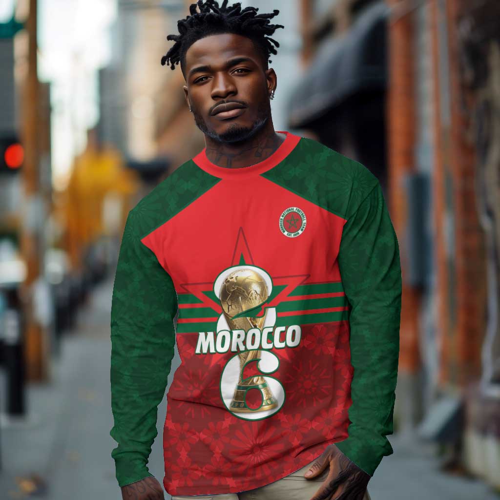 Personalized Morocco Football Long Sleeve Shirt 2026 Come On Atlas Lions - African Pride