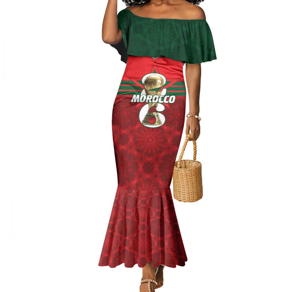 Personalized Morocco Football Mermaid Dress 2026 Come On Atlas Lions - African Pride