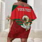 Personalized Morocco Football Off Shoulder Short Dress 2026 Come On Atlas Lions - African Pride