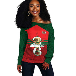 Personalized Morocco Football Off Shoulder Sweater 2026 Come On Atlas Lions - African Pride