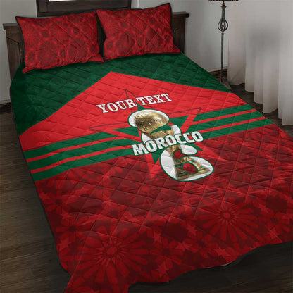 Personalized Morocco Football Quilt Bed Set 2026 Come On Atlas Lions - African Pride