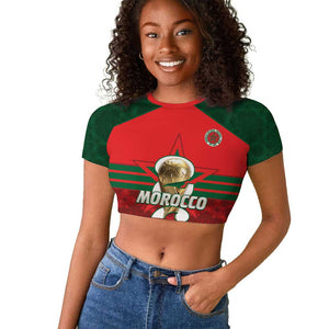 Personalized Morocco Football Raglan Cropped T shirt 2026 Come On Atlas Lions - African Pride