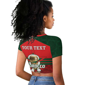 Personalized Morocco Football Raglan Cropped T shirt 2026 Come On Atlas Lions - African Pride