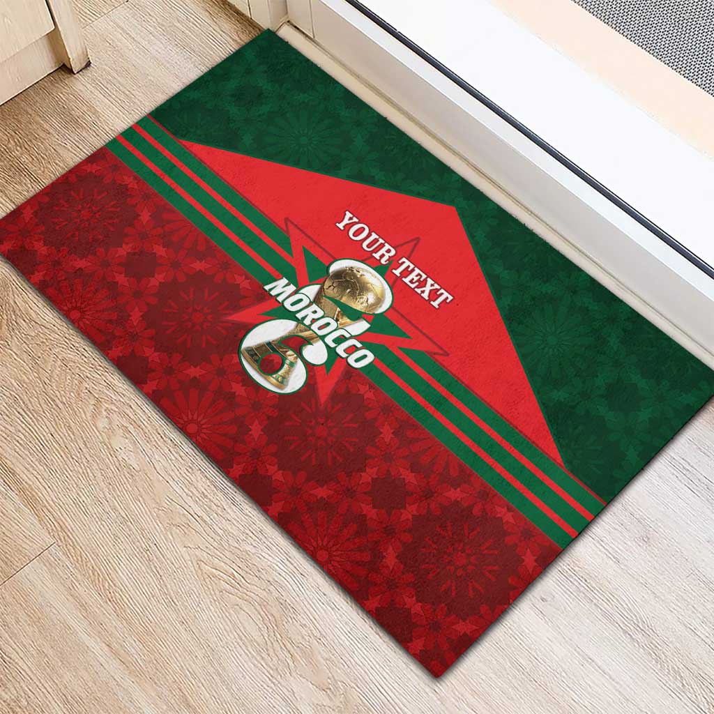 Personalized Morocco Football Rubber Doormat 2026 Come On Atlas Lions - African Pride