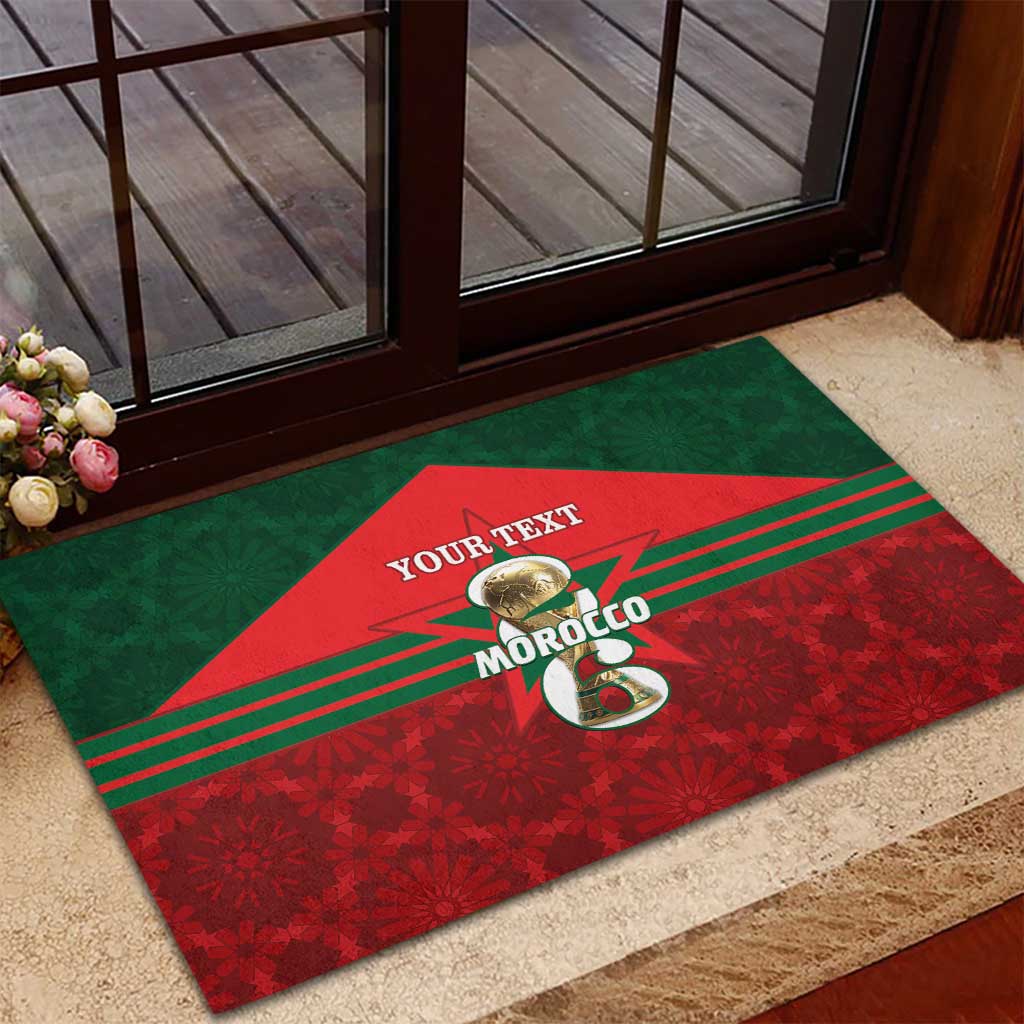 Personalized Morocco Football Rubber Doormat 2026 Come On Atlas Lions - African Pride