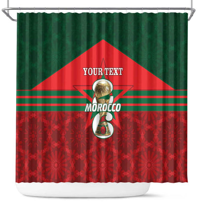 Personalized Morocco Football Shower Curtain 2026 Come On Atlas Lions - African Pride
