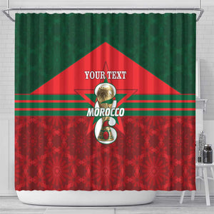 Personalized Morocco Football Shower Curtain 2026 Come On Atlas Lions - African Pride