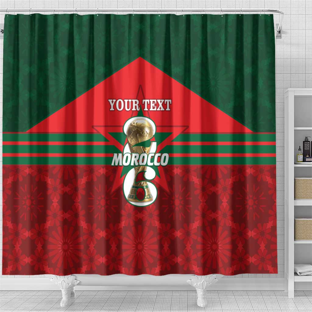 Personalized Morocco Football Shower Curtain 2026 Come On Atlas Lions - African Pride