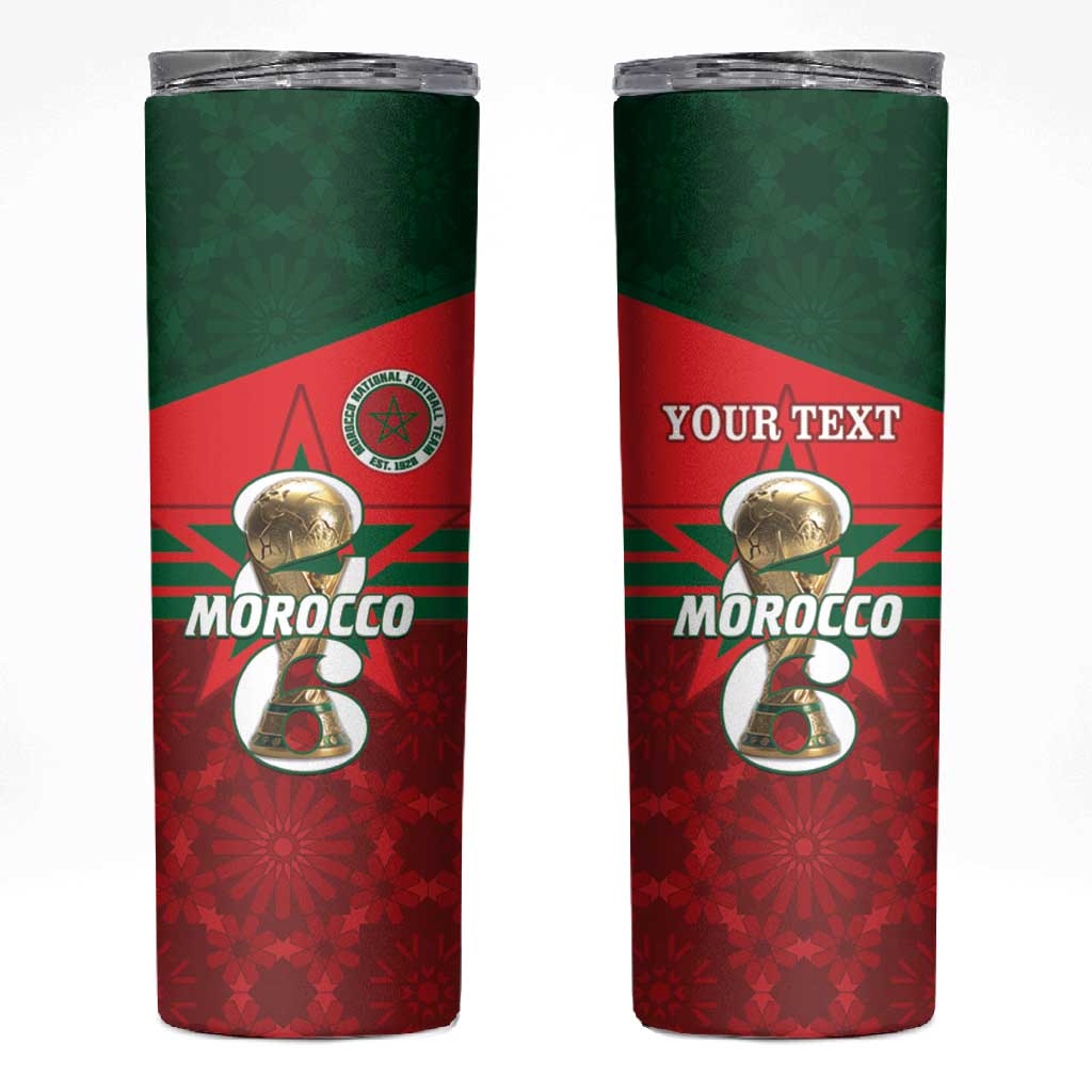 Personalized Morocco Football Skinny Tumbler 2026 Come On Atlas Lions - African Pride