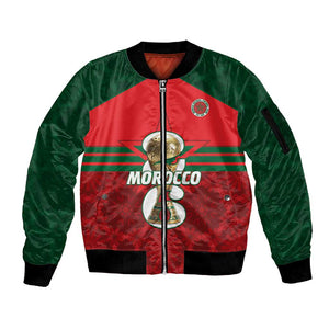 Personalized Morocco Football Sleeve Zip Bomber Jacket 2026 Come On Atlas Lions - African Pride