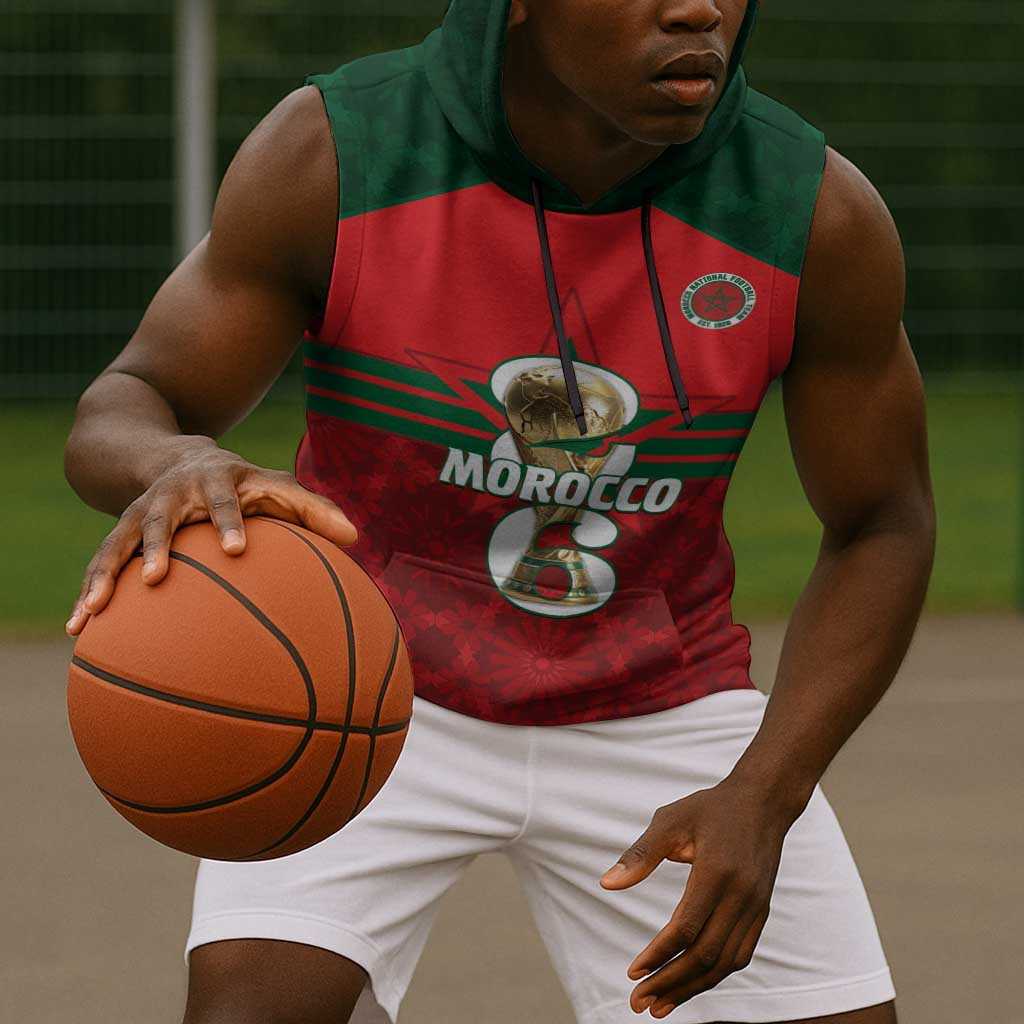 Personalized Morocco Football Sleeveless Hoodie 2026 Come On Atlas Lions - African Pride