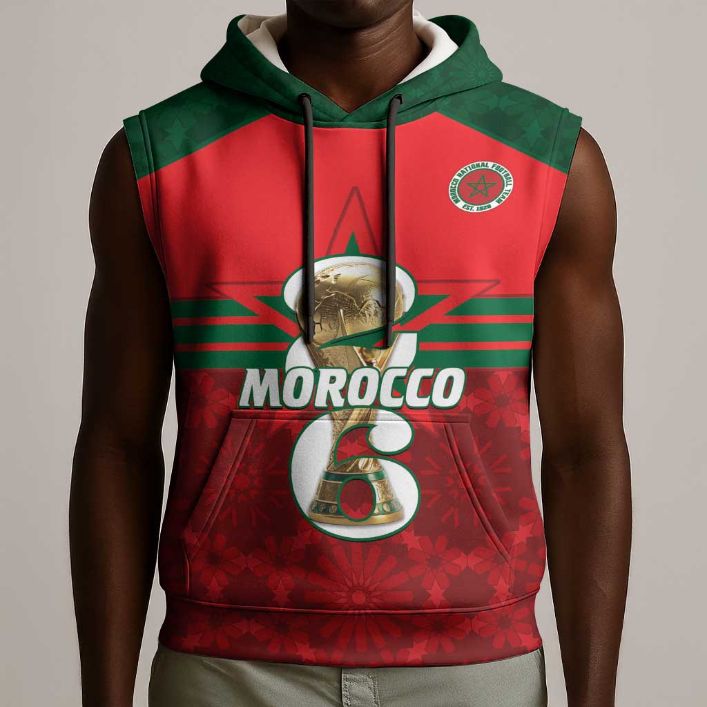 Personalized Morocco Football Sleeveless Hoodie 2026 Come On Atlas Lions - African Pride
