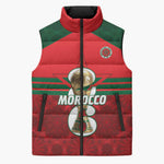 Personalized Morocco Football Sleeveless Puffer Jacket 2026 Come On Atlas Lions - African Pride
