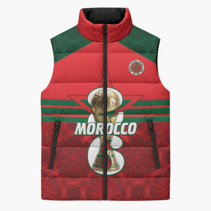 Personalized Morocco Football Sleeveless Puffer Jacket 2026 Come On Atlas Lions - African Pride