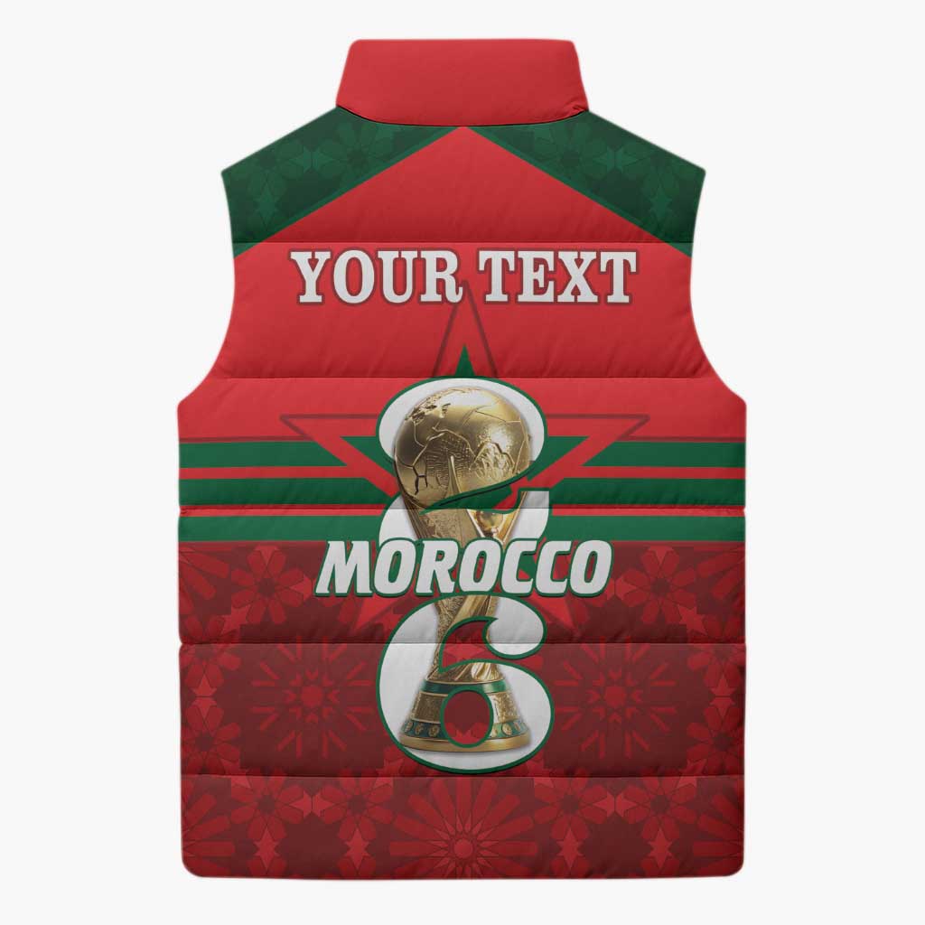 Personalized Morocco Football Sleeveless Puffer Jacket 2026 Come On Atlas Lions - African Pride