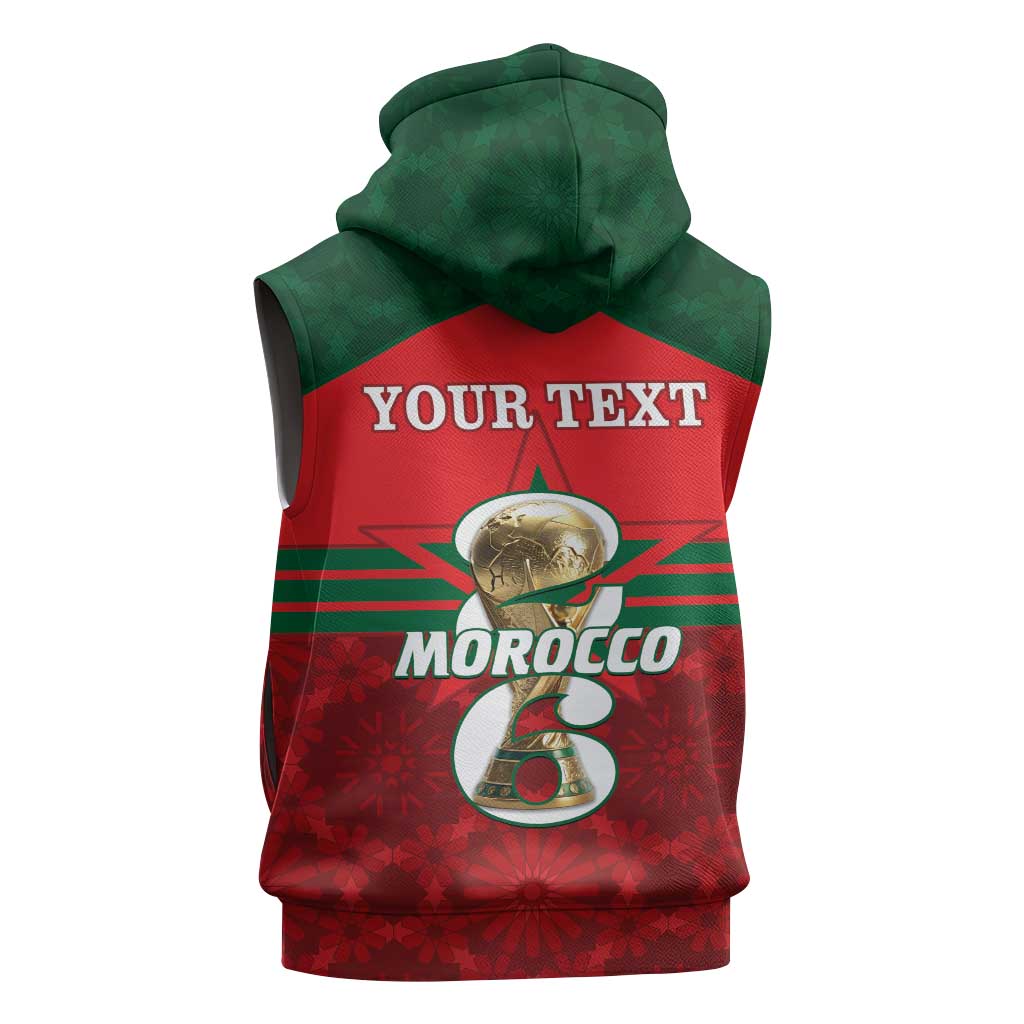 Personalized Morocco Football Sleeveless Zip Hoodie 2026 Come On Atlas Lions - African Pride