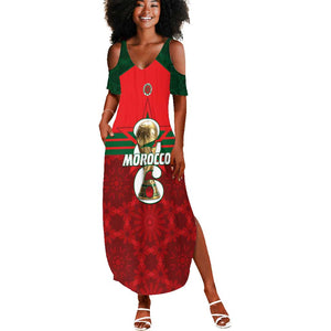 Personalized Morocco Football Summer Maxi Dress 2026 Come On Atlas Lions - African Pride