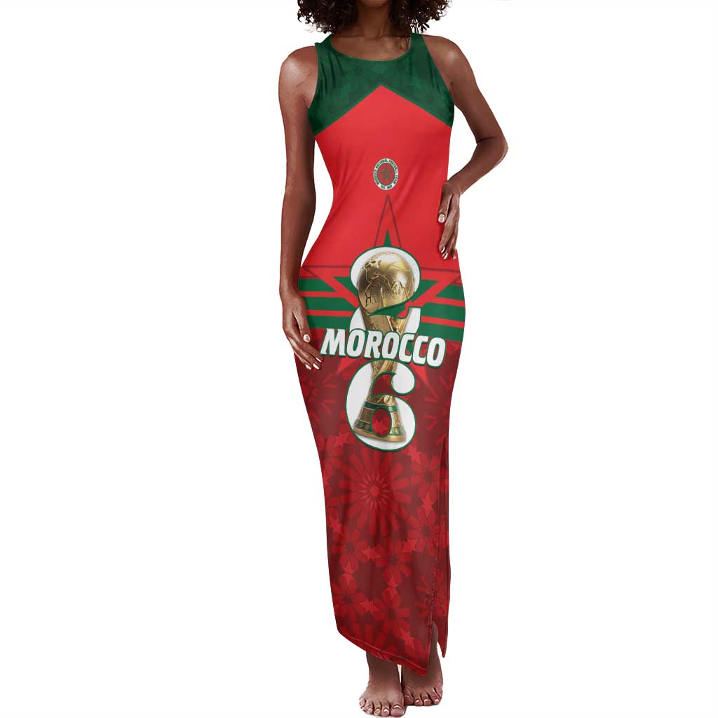 Personalized Morocco Football Tank Maxi Dress 2026 Come On Atlas Lions - African Pride