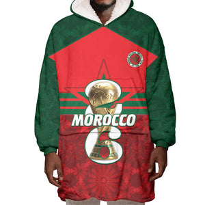 Personalized Morocco Football Wearable Blanket Hoodie 2026 Come On Atlas Lions - African Pride
