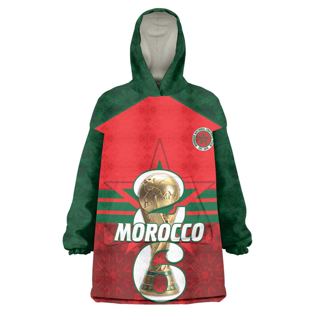 Personalized Morocco Football Wearable Blanket Hoodie 2026 Come On Atlas Lions - African Pride
