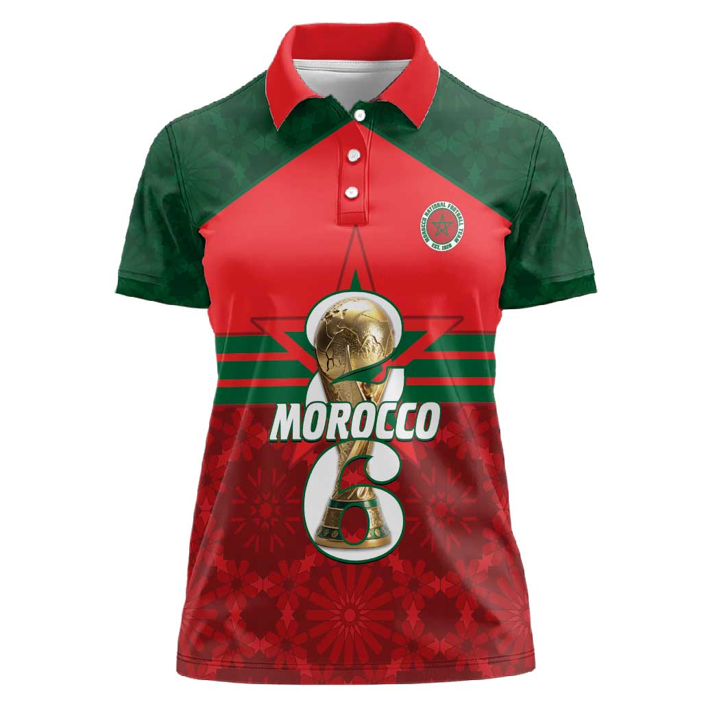 Personalized Morocco Football Women Polo Shirt 2026 Come On Atlas Lions - African Pride