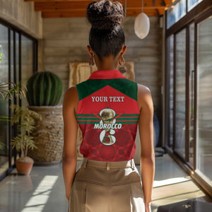 Personalized Morocco Football Women Sleeveless Polo Shirt 2026 Come On Atlas Lions - African Pride