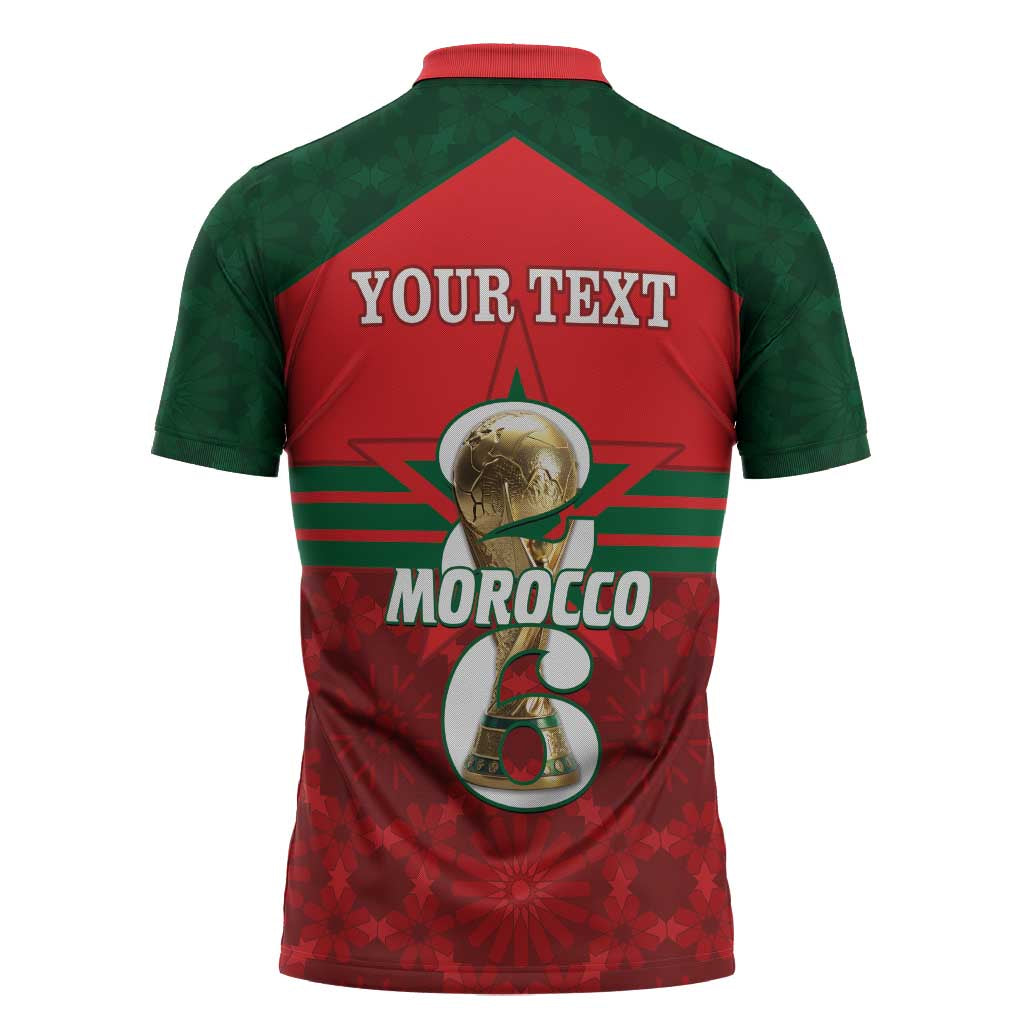 Personalized Morocco Football Zipper Polo Shirt 2026 Come On Atlas Lions - African Pride