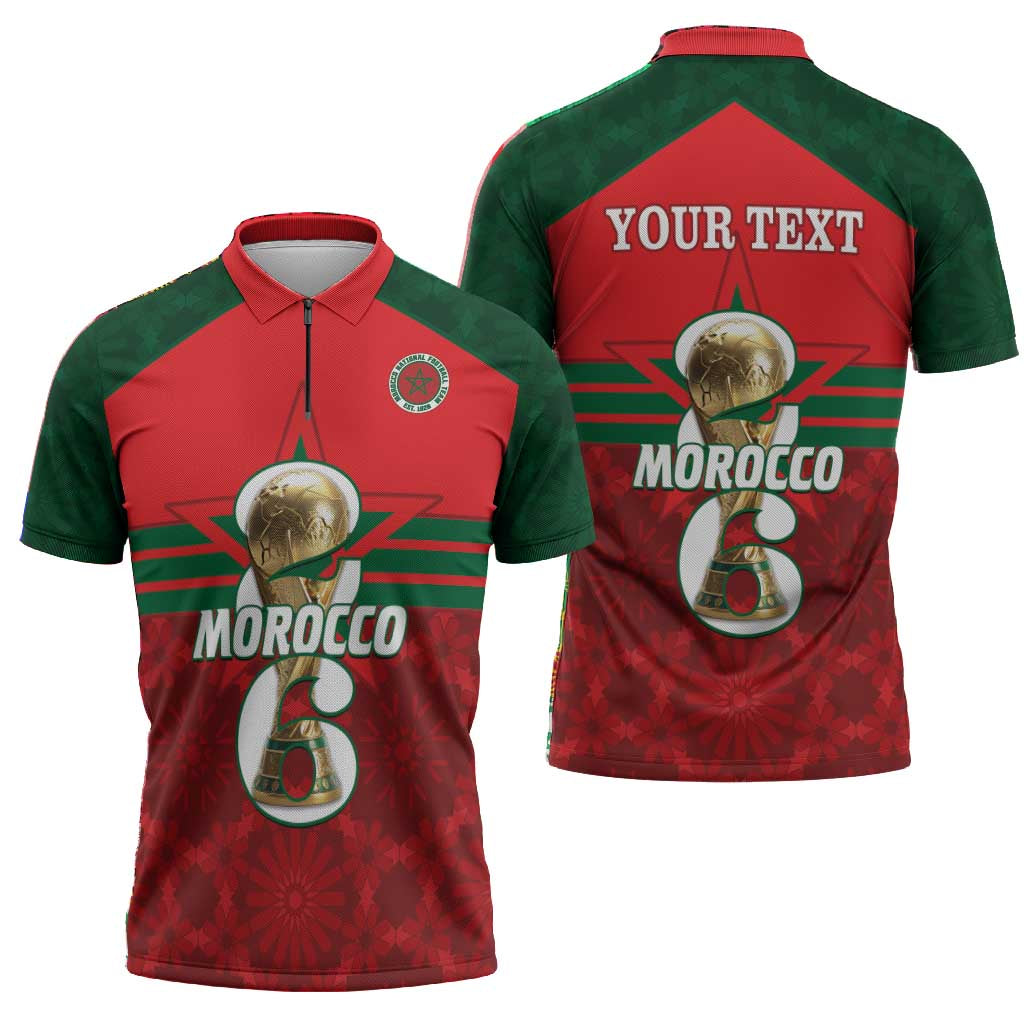 Personalized Morocco Football Zipper Polo Shirt 2026 Come On Atlas Lions - African Pride