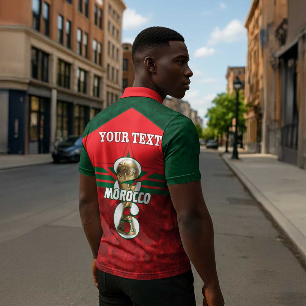 Personalized Morocco Football Zipper Polo Shirt 2026 Come On Atlas Lions - African Pride